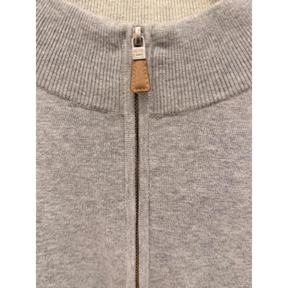 Peter Millar Mens Quarter Zip Sweater XL Heather Gray Pima Cotton Silk Cashmere - Picture 2 of 6